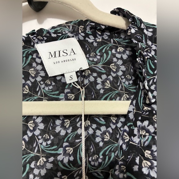 NWT MISA Los Angeles LORENA DRESS  Sapphire Ditzy Black & Green Floral‎ Size S - Picture 12 of 16